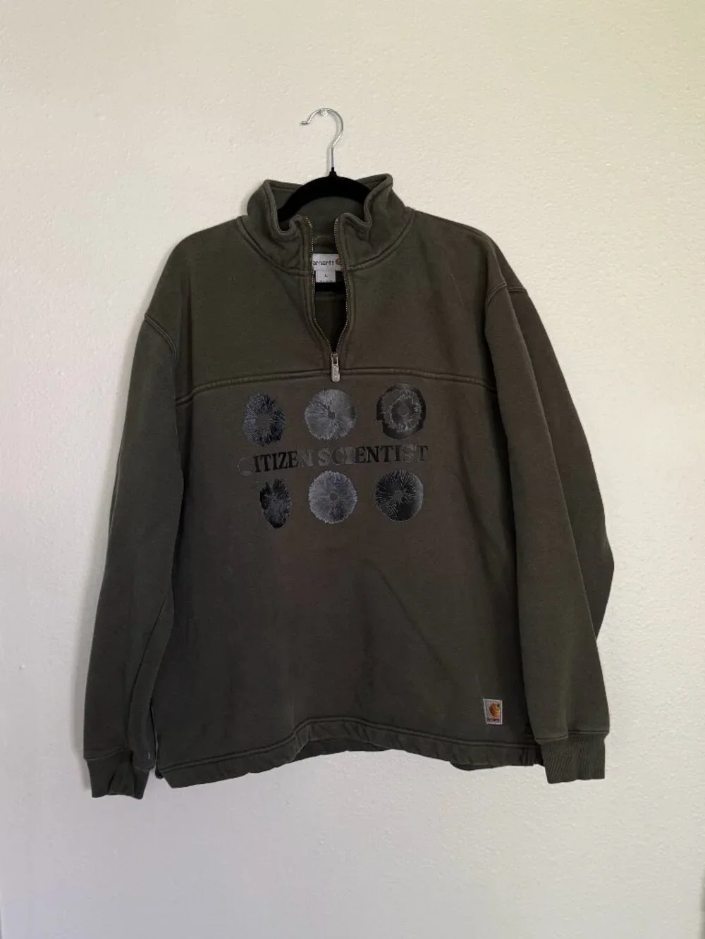 Carhartt Citizen Scientist Graphic Quarter Zip Sweatshirt Large L Green K188